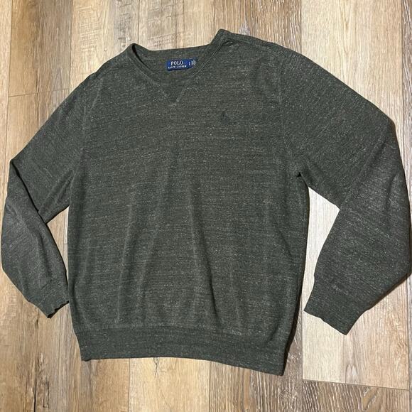 Polo Ralph Lauren Heather Green Crew Neck Sweater Pullover Mens L Preppy Classic - Picture 2 of 7